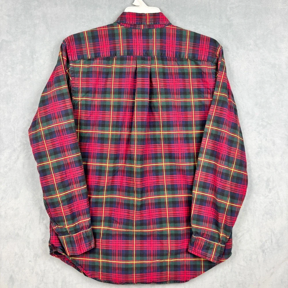 Ralph Lauren Boys XL 18-20 Red Green Plaid Cotton Button Down Shirt Pony Logo